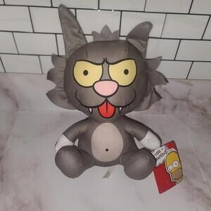 The Simpsons Scratchy the Cat 10" Plush Gray Toy Factory Itchy and Scratchy NWT